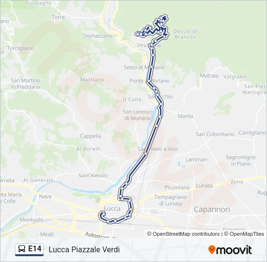 E14 Bus Line Map