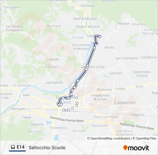 E14 Bus Line Map