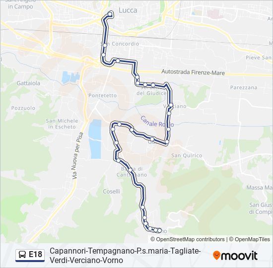 E18 bus Line Map