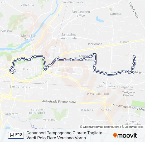 E18 Bus Line Map