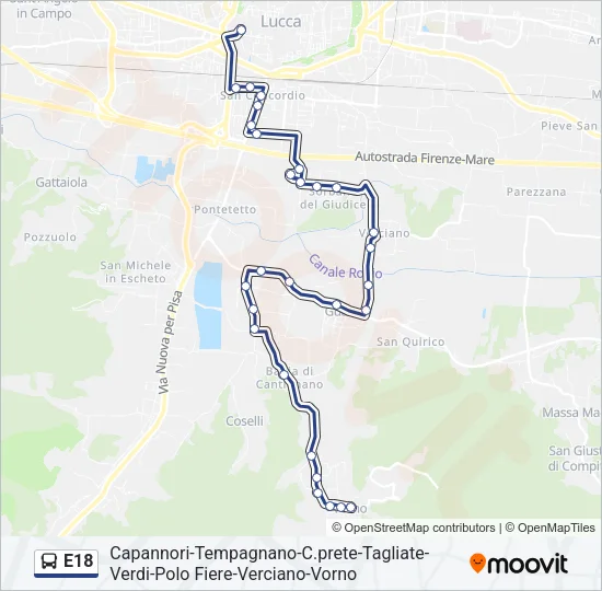 E18 Bus Line Map