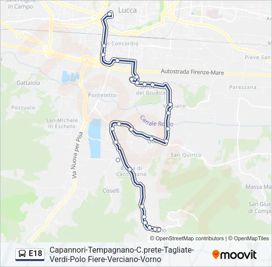 E18 Bus Line Map