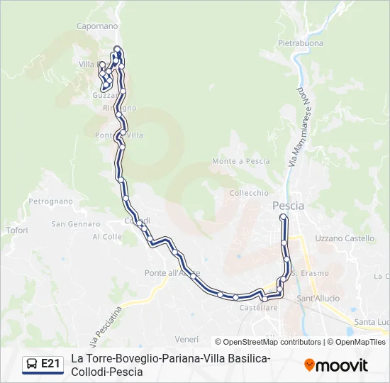 E21 Bus Line Map
