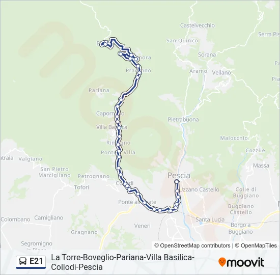 E21 Bus Line Map