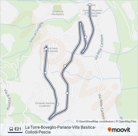 Percorso linea bus E21