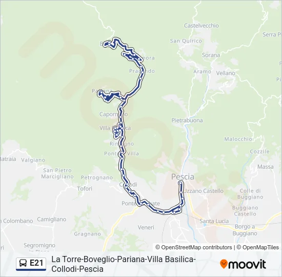 E21 Bus Line Map