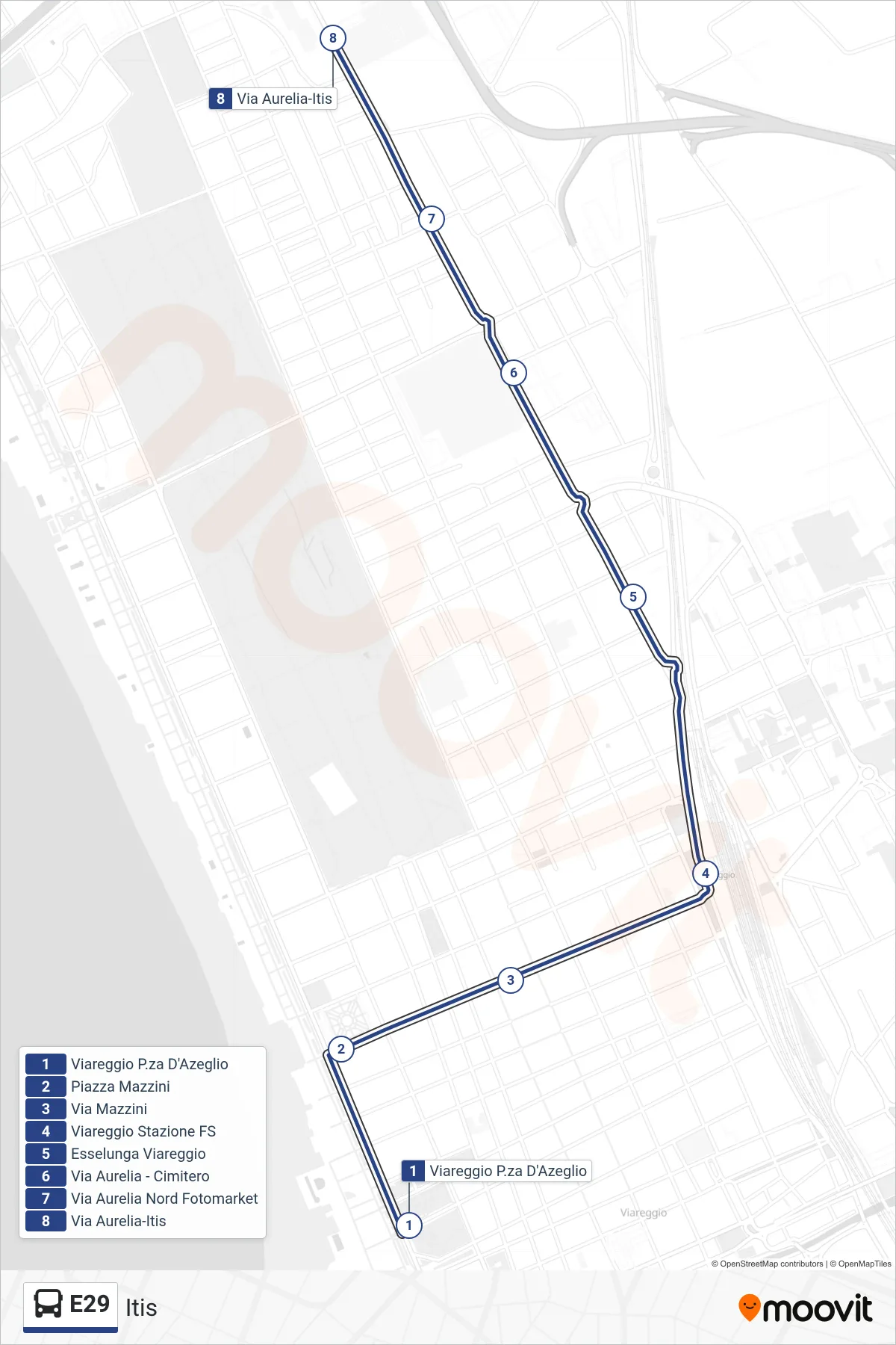 Linea E29 bus (Itis) - Percorsi e fermate sulla mappa