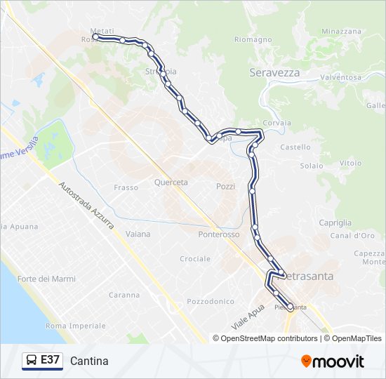 E37 bus Line Map