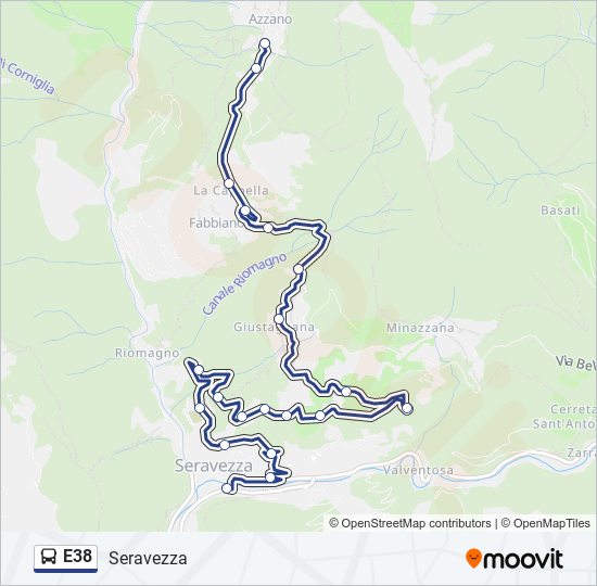 Percorso linea bus E38