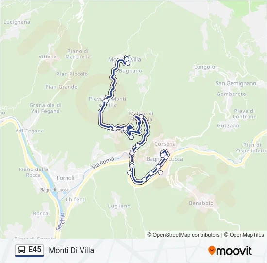 Percorso linea bus E45