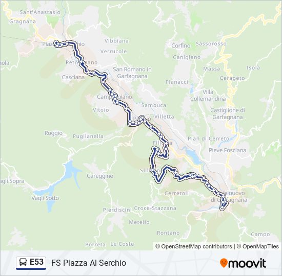 E53 bus Line Map