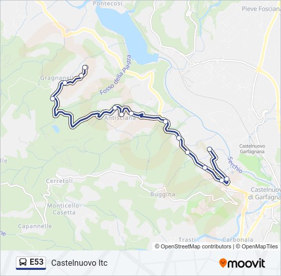 Percorso linea bus E53