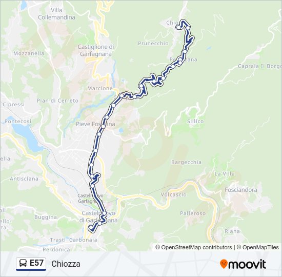 Percorso linea bus E57