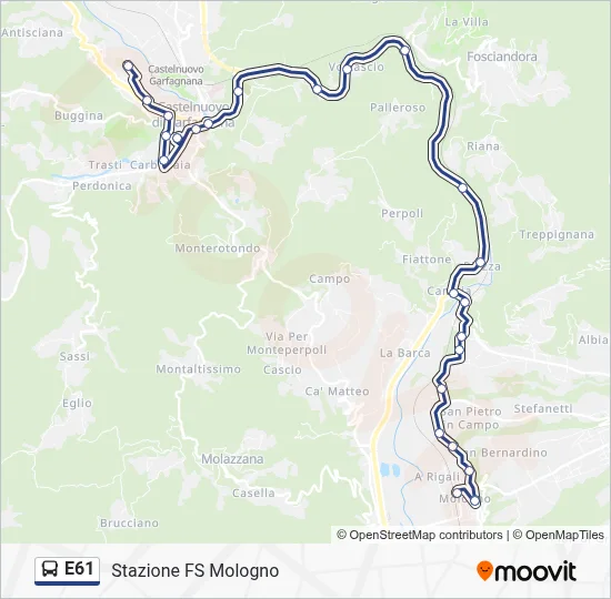 Percorso linea bus E61