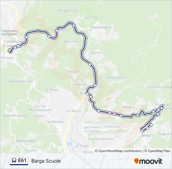 Percorso linea bus E61