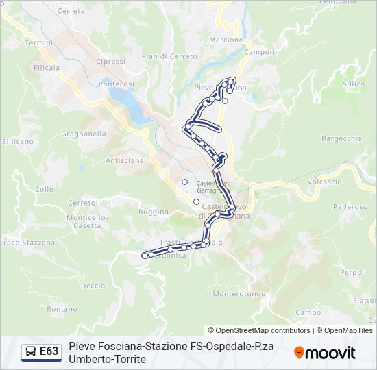 E63 bus Line Map