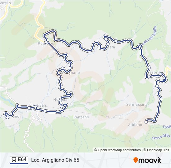 Percorso linea bus E64