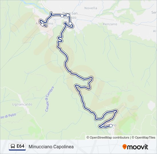Percorso linea bus E64