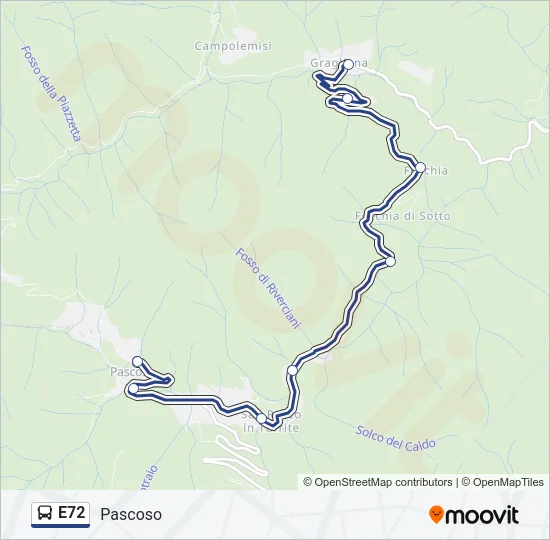 Percorso linea bus E72
