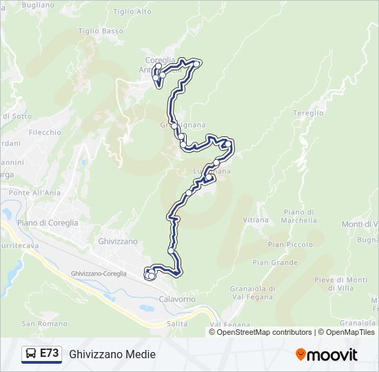 Percorso linea bus E73