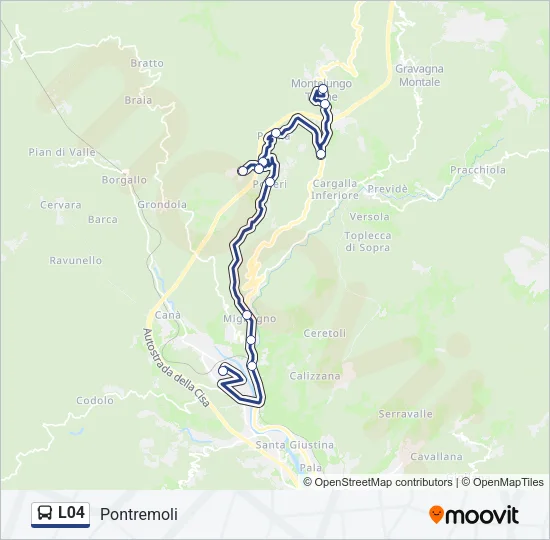 Percorso linea bus L04