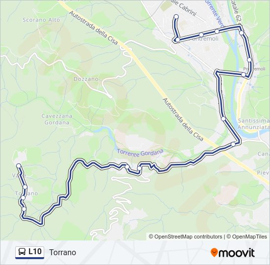 Percorso linea bus L10