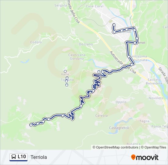 Percorso linea bus L10