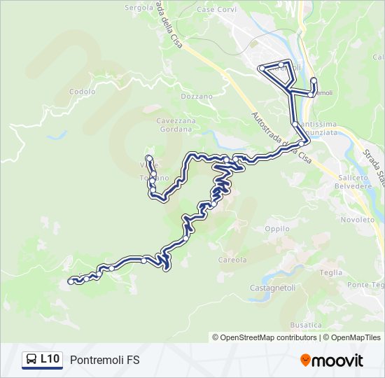 Percorso linea bus L10