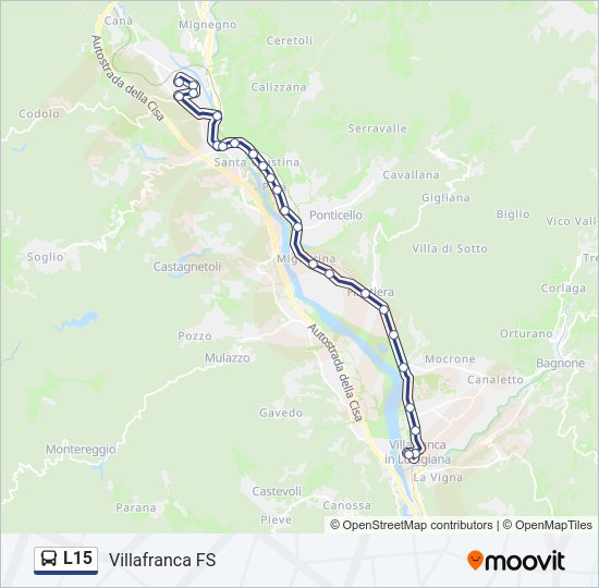 Percorso linea bus L15