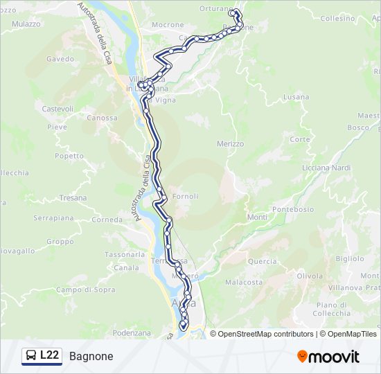 Percorso linea bus L22