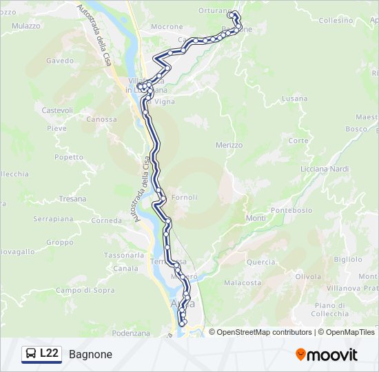 Percorso linea bus L22