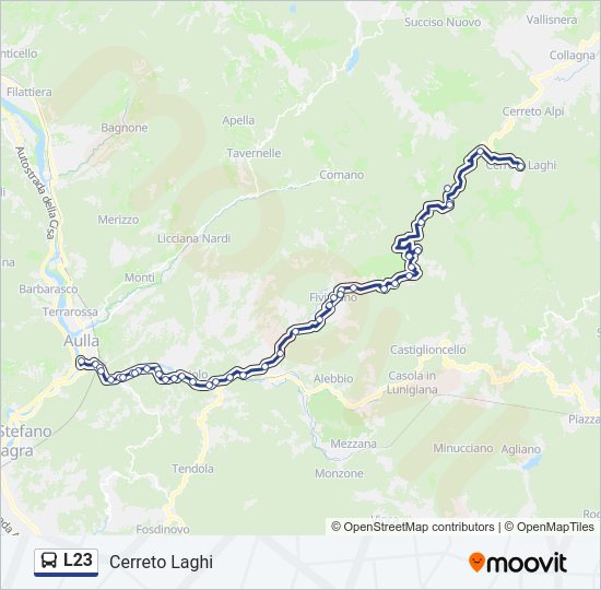 Percorso linea bus L23