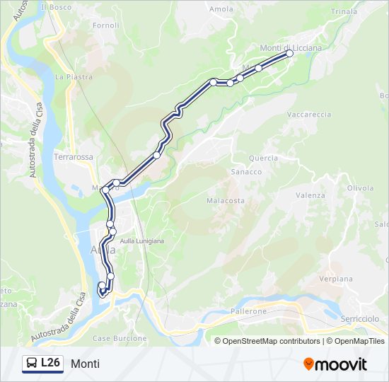 Percorso linea bus L26