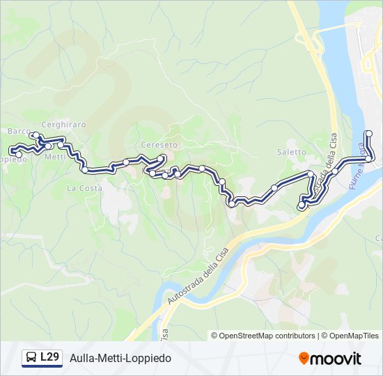 Percorso linea bus L29