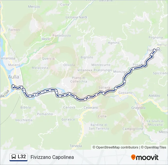 Percorso linea bus L32