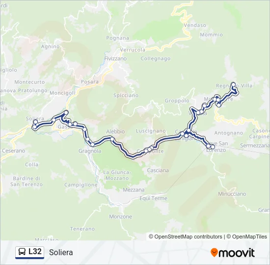 Percorso linea bus L32