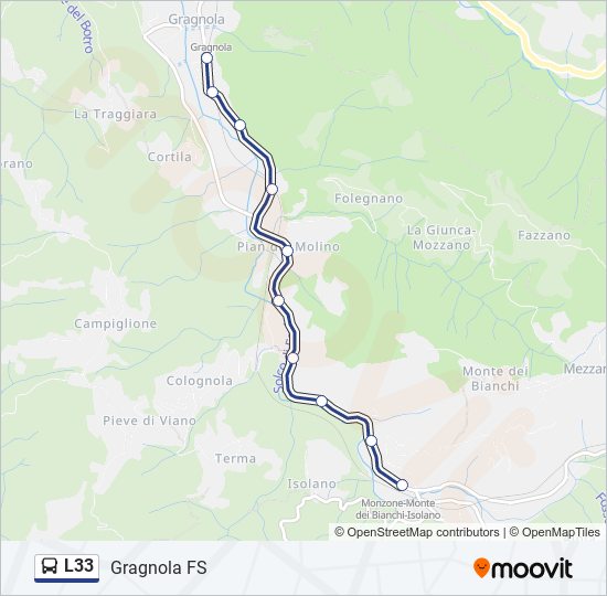 Percorso linea bus L33