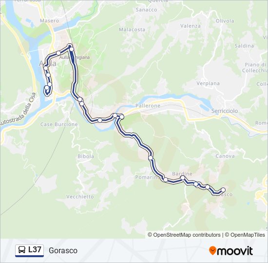 Percorso linea bus L37