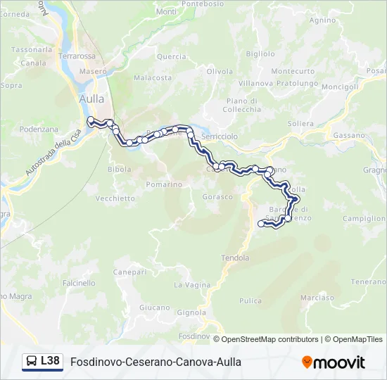 Percorso linea bus L38