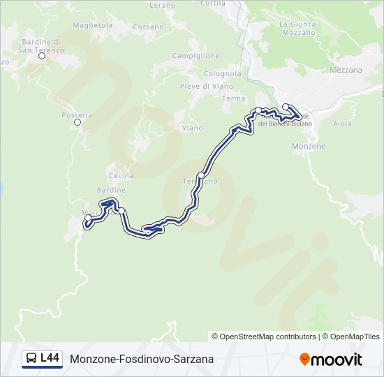 Percorso linea bus L44