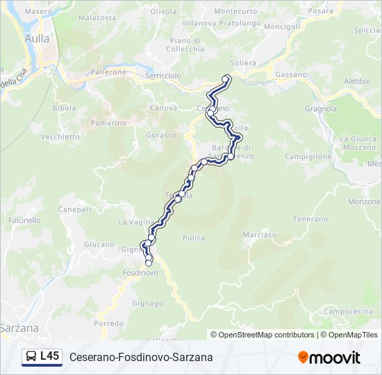 Percorso linea bus L45