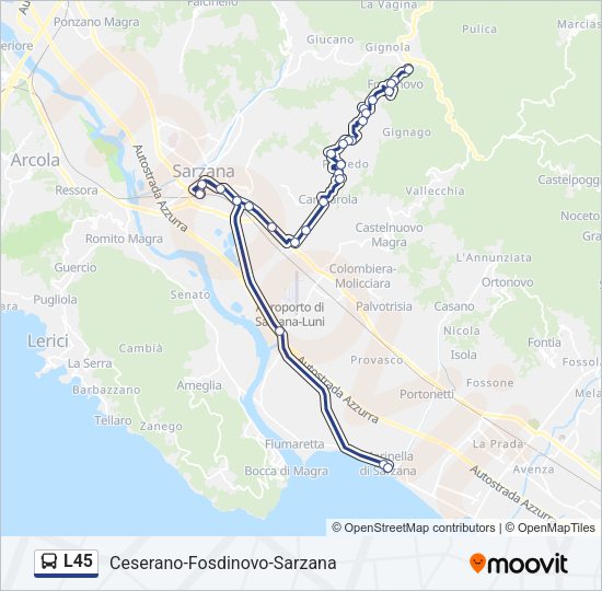 L45 Bus Line Map
