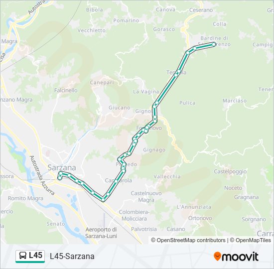 L45 bus Line Map