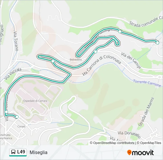 Percorso linea bus L49