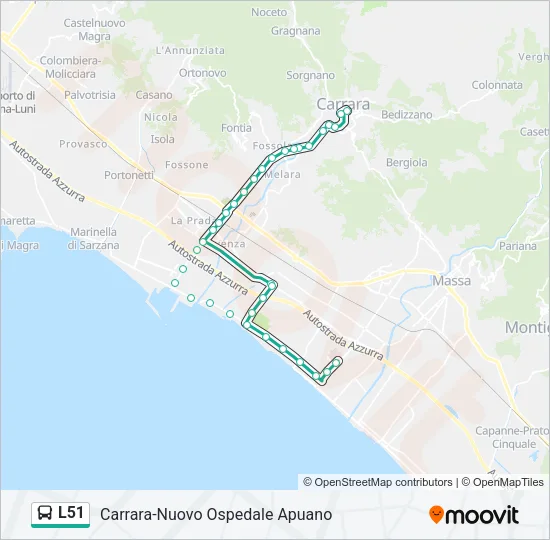 Percorso linea bus L51