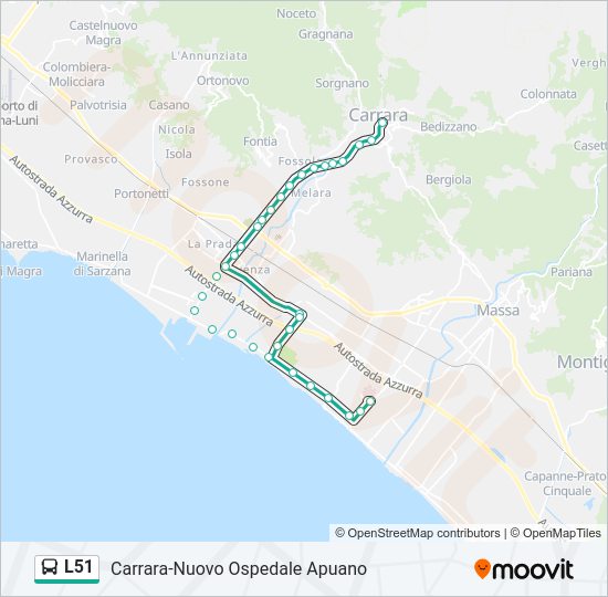 Percorso linea bus L51