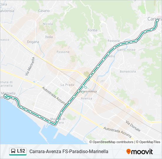 L52 bus Line Map