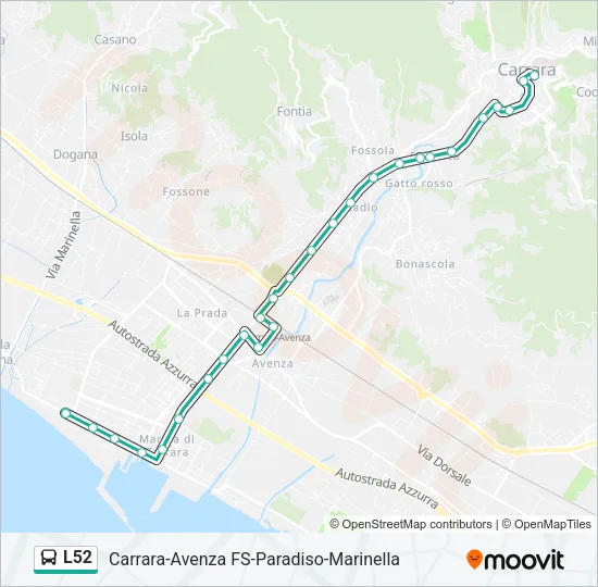 L52 Bus Line Map