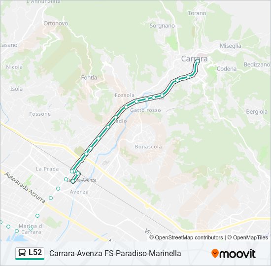 Percorso linea bus L52