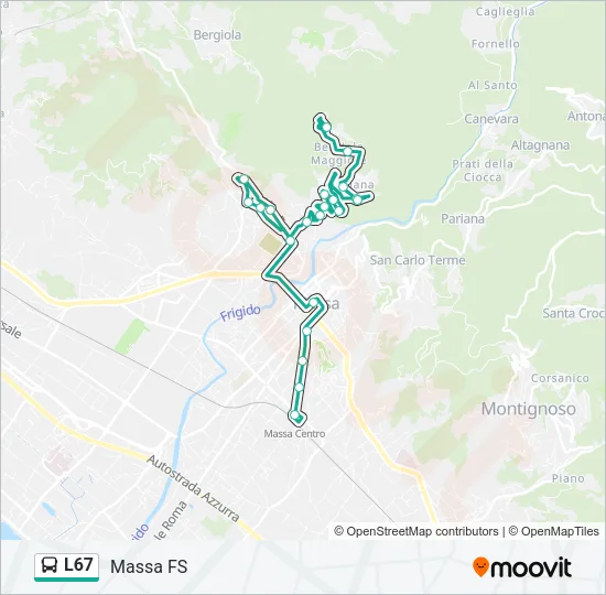 Percorso linea bus L67